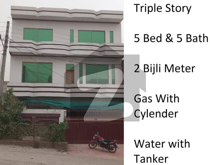 Triple Story House Complete Available for Rent 2 Bijli Meter Seperate, Gas Cylender Discount 2000, Water with Tanker Discount 5000, Total Rent 35,000