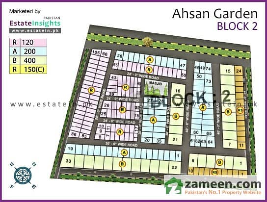 Ahsan Town Block 2 - 120 Sq. Yard 40 Feet Road West Open Plot