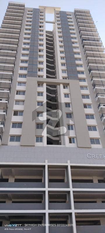 Brand new 2200 square feet 3 bedroom corner apartment with maid room in a high rise project known as Creek View Apartments located on prime location of Clifton Block 2 is available for rent