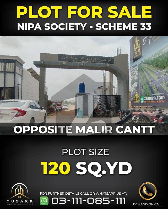 120 Sq. yd Plot For Sale - Nipa Society Scheme 33 Opp Malir Cantt