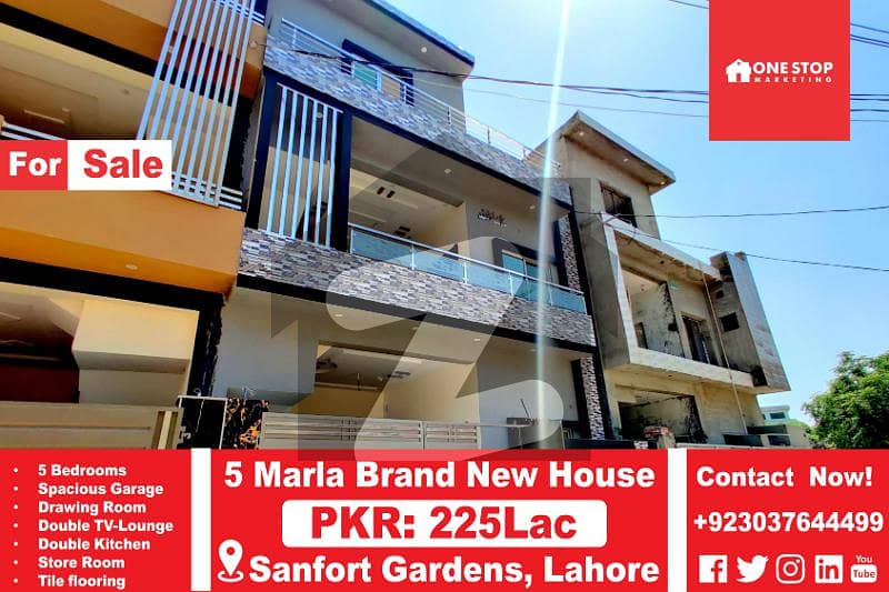 سن فورٹ گارڈنز لاہور میں 5 کمروں کا 5 مرلہ مکان 2.25 کروڑ میں برائے فروخت۔