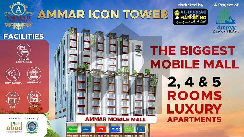 2, 4 and 5 Rooms Luxury Apartments at Ammar Icon Tower on 4 year installments