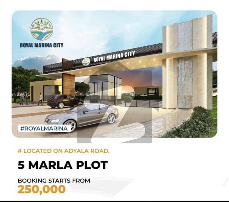 5 marla plot for sale in Royal Marina City Near Adyala Road on Instalments plan