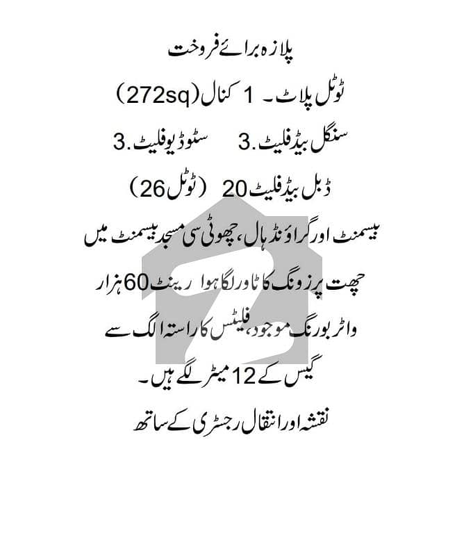 وکیل کالونی اسلام آباد ہائی وے راولپنڈی میں 1 کنال عمارت 12 کروڑ میں برائے فروخت۔