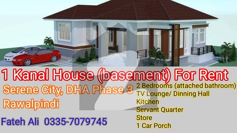 1 Kanal House (Basement) for Rent in Sector B, Serene City DHA Phase 3 Rawalpindi-Islamabad