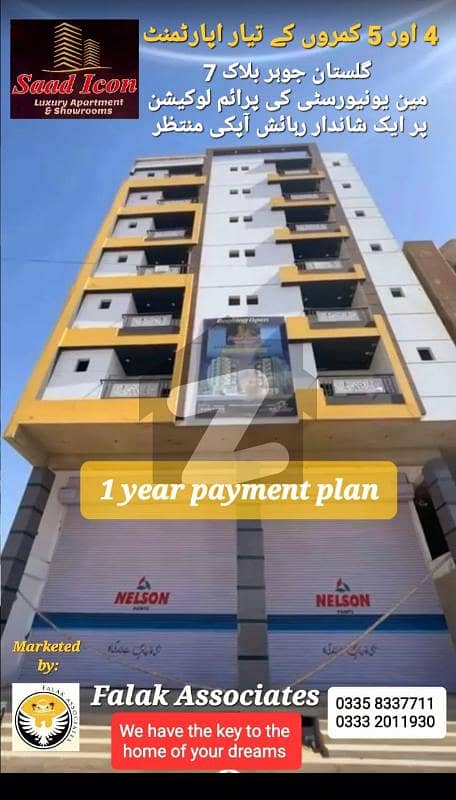 OUT STANDING FLAT FOR SALE GULISTAN E JOHAR BLOCK 7
MAIN 200 FIT ROAD WEST OPEN BACK 60 FIT ROAD