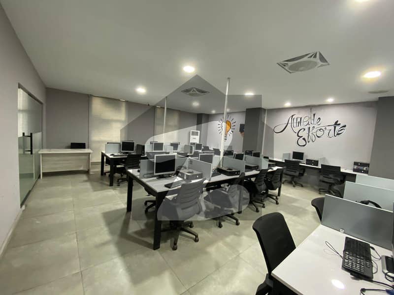 1 Kanal Luxury Furnished Office For Rent With 110 Work Stations (110 Person Sitting) Near To Emporium Mall