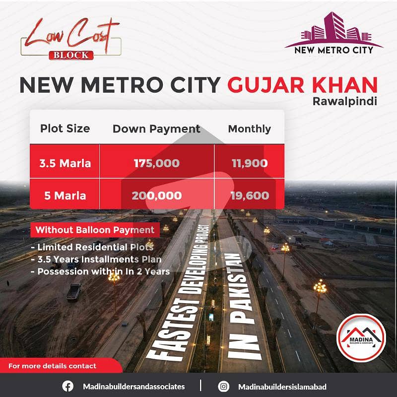 New Matro City Gujjer Khan 3.5 Marla file For Sale