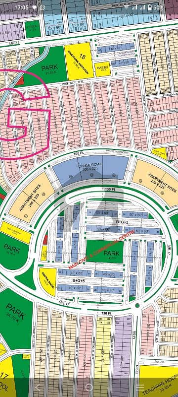 Confirmed G+5 40x60 ft Commercial plot for sale in G block Main Markaz B-17
