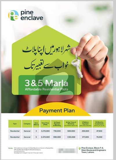 3 Marla Plots On Just 7 Lac Down Payment Affordable Prices Pine Enclave Society Near Engineers Town F4 Block Adjacent C2 C3 Block Of Iep Town Also Main Entrance From 150ft Road Nasheman Iqbal Phase-2 Lahore