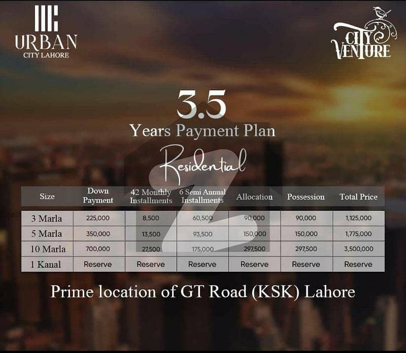 Urban City Lahore Prime location of GT Road (KSK ) category 3marla and 5marla and 10marla residential plot low price and best opportunity now book your plot now and secure your investment Urban City Lahore Prime location of GT Road (KSK ) category 3marla and 5marla and 10marla residential plot low price and best opportunity now book your plot now and secure your investment