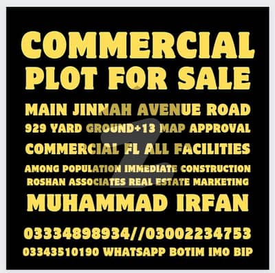 By Birth Commercial Plot For Sale 942 Yard Main Jinnah Avenue Best For Builder