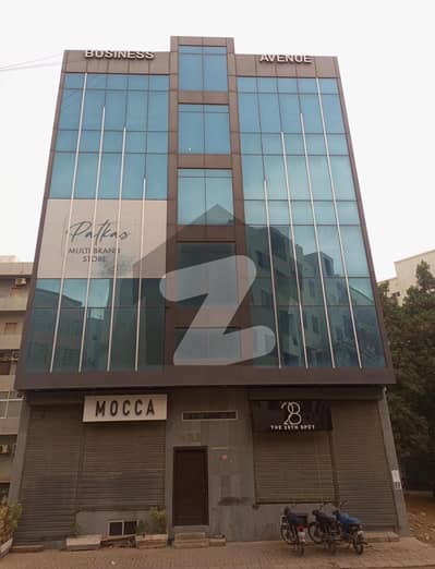 Luxury Brand New Glass Elevation Building Office For Sale DHA Phase 6 Itehad commercial Best Location with lift Stand By Generator 24/7 Guard Tile Flooring