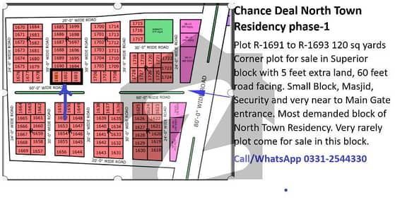 PLOT SALE IN NORTH TOWN RESIDENCY PHASE 01 SUPERIOR BLOCK