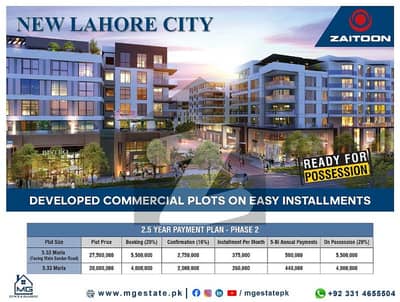 5 Marla Developed Commercial Plot On Installment Facing Main Dundar Industrail Road Available For Sale In New Lahore City