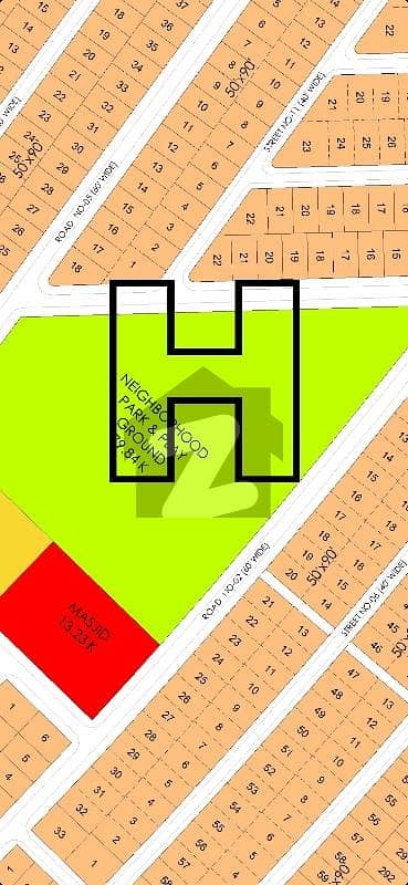 1 kanal plot near to park very prime location of sector H dha3