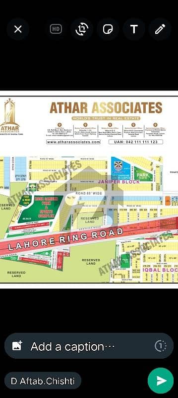 1 Kanal commercial Plot Facing Ring Road For Sale In Janiper Block Bahria Town Lahore