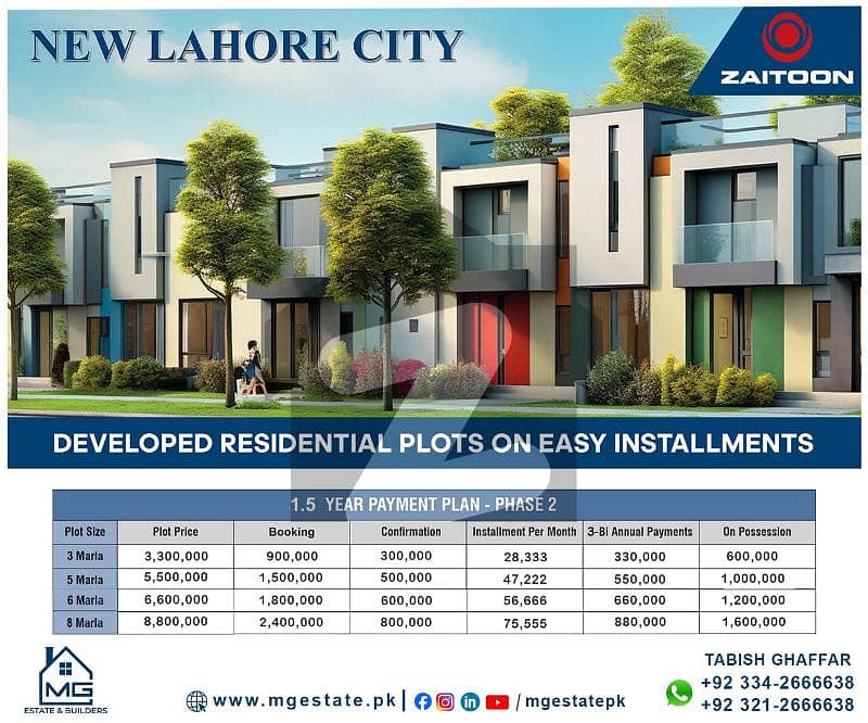 5-Marla On Ground Possession Plot Available For Sale On Easy Installment In New Lahore City Phase-2 Only 50-Lac Total Price