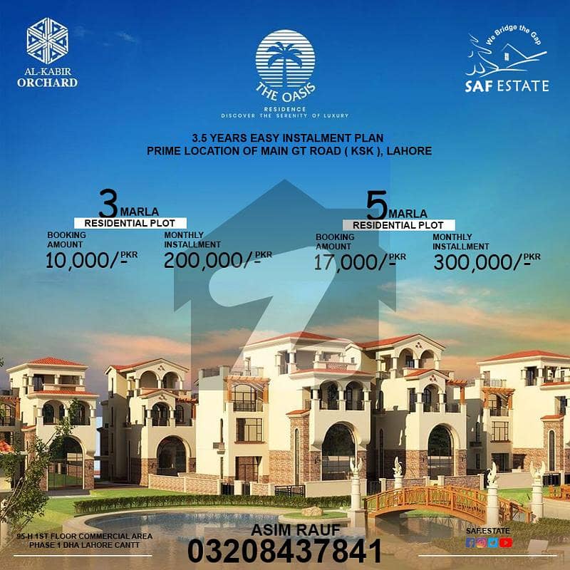 3 Marla Plot Files for Sale in The Oasis Block on Easy Installments