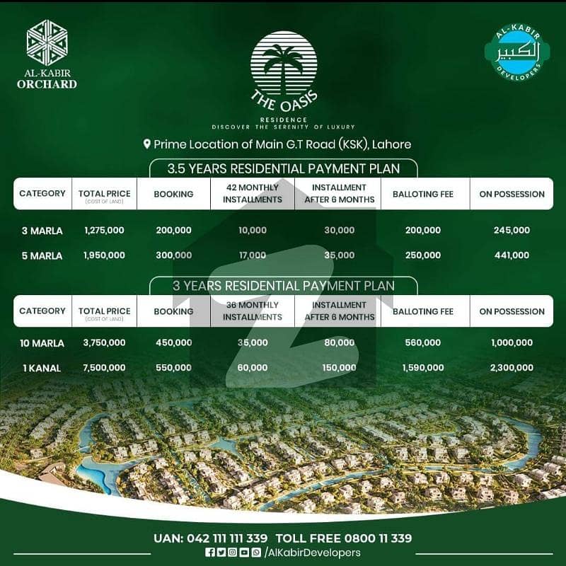 The Oasis 3 marla residential plot available for sale