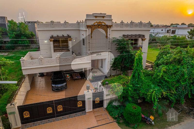 Original Picture 2-Kanal Beautiful Lawn Plus 2 Kanal Slightly Used Full Basement Victorian Design Bungalow For Sale Near Sui gas Society Lahore