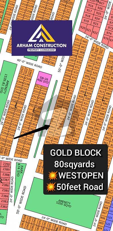 North Town Residency phase 1 gold block 80sqyards westopen 50feet roadface