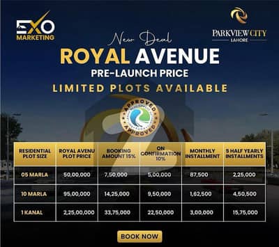 5 Marla Plot for Sale on Installments in Park View Lahore