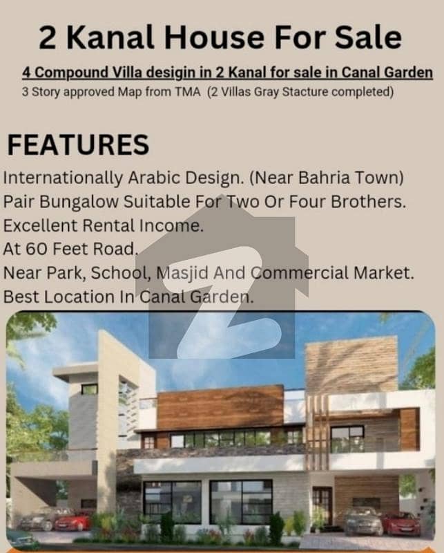 2 Kanal Grey-Structure House Sale (4 Compound Villas Designed In 2 Kanal)