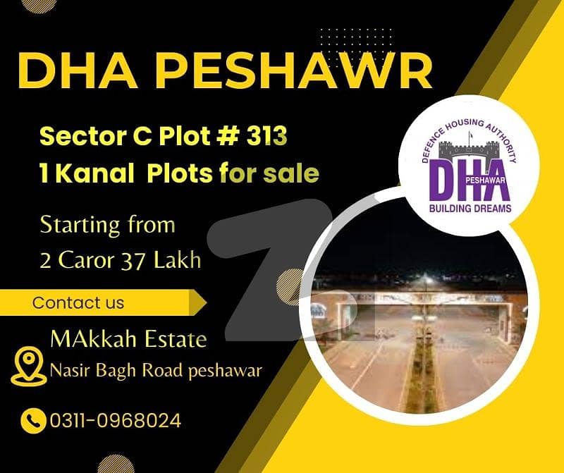 1 Kanal Residential Plot for sale in Sector C, DHA Peshawar. DHA