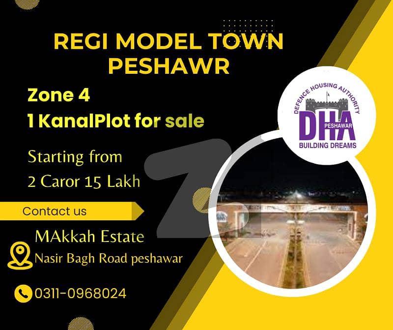 1 Kanal Residential Plot for sale in Regi Model Town, Peshawar Zone 4.
