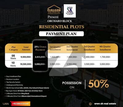 10 Marla Plot For Sale 1 Year Installments 50% Payment Clear Start Construction