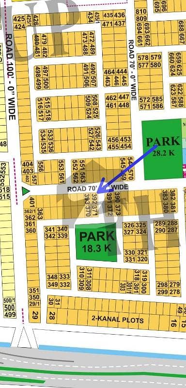 Facing Corner Next To Corner 70ft Road Sial Offers . W - 392 + 393 . Top Category 41 Marla Plus Between 2 Parks Pair For Sale .