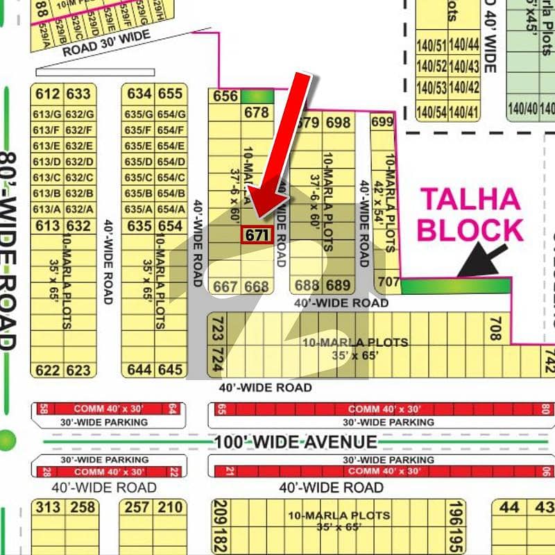Cheapest 10 Marla OPEN FORM Plot # 671 Talha Block Bahria Town Lahore.