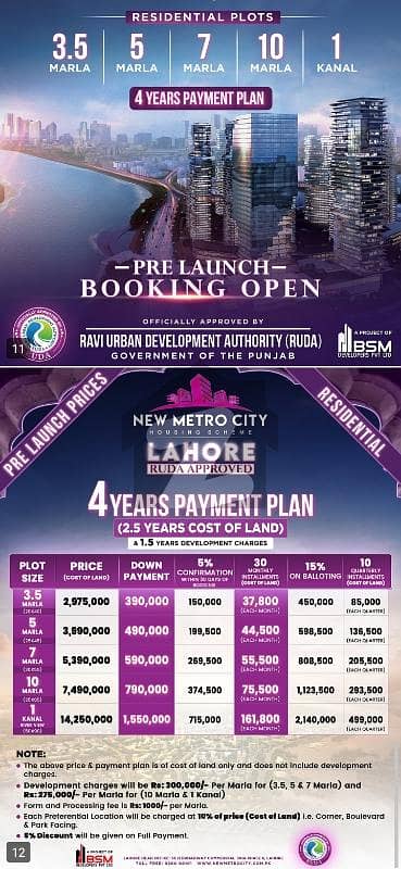 Book A Prime Location Residential Plot File Now In New Metro City Lahore