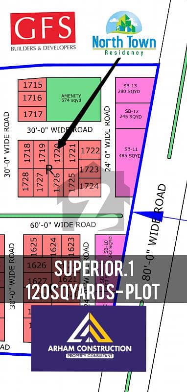 North town residency phase 1 superior. 1 block 120sqyards plot