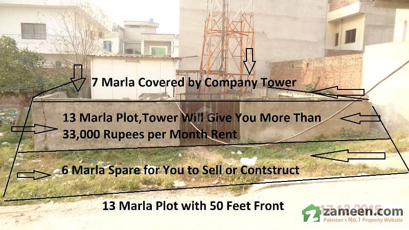 13 Marla Plot With Mobile Company Tower In It Giving 33000 Rupees Monthly Rent