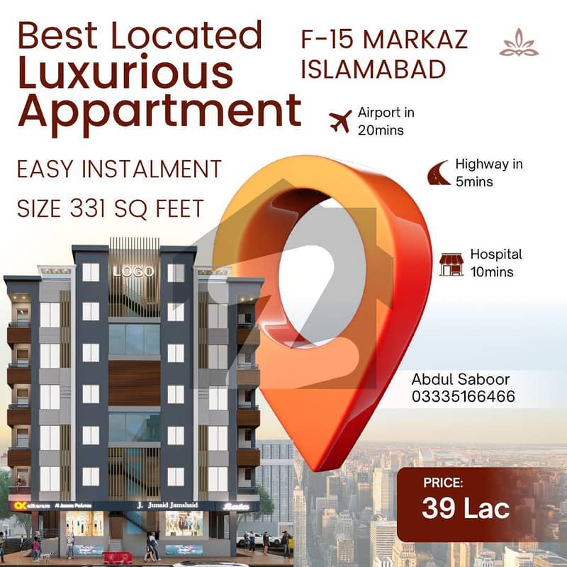 F-15 Markaz 1 Bed Appartment Available In Easy Instalment