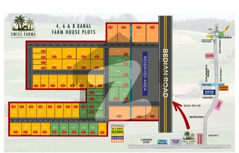 2, 4, 6, 8 And 16 Kanal Available Residential Plots in Swiss Farms Bedian Road Lahore