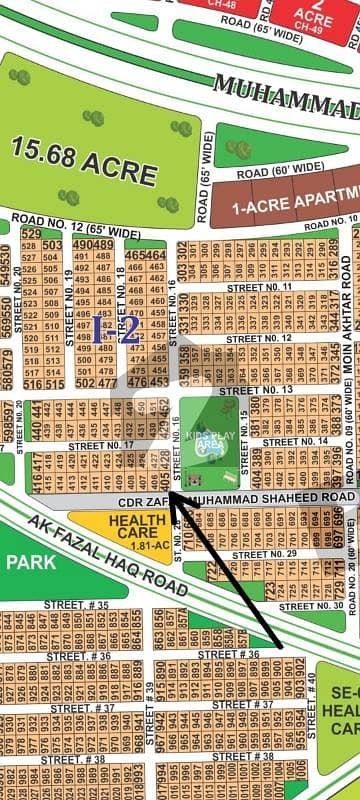 SECTOR i, CORNER FACING PARK PLOT FOR SALE , I 405 corner park face 80ft vip Rs. 120 Lac