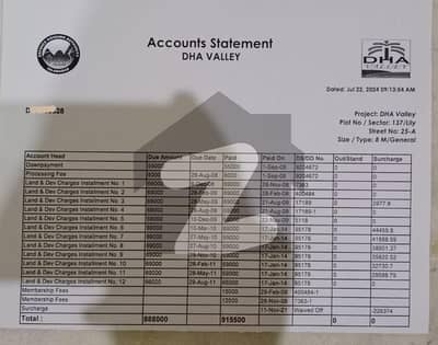 LiLy 8 Marla Open File available for Sale in DHA Valley Rawalpindi