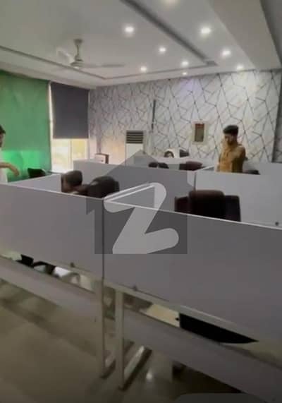 5 Marla Half Hall Fully furnished Office with 2 Kitchen 2 Bathrooms Available for Rent with Original Pictures attached In the heart of bahria town lahore.