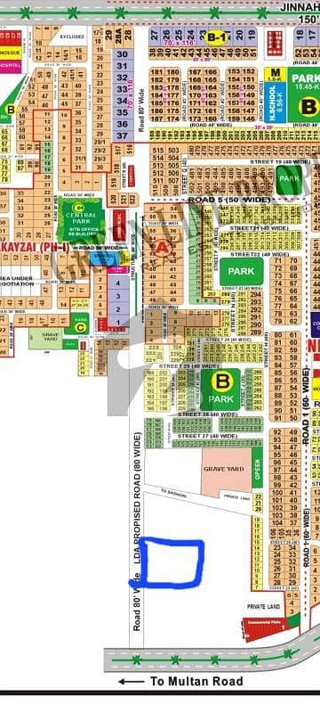 190 Feet Front 16 Kanal Plot For Sale