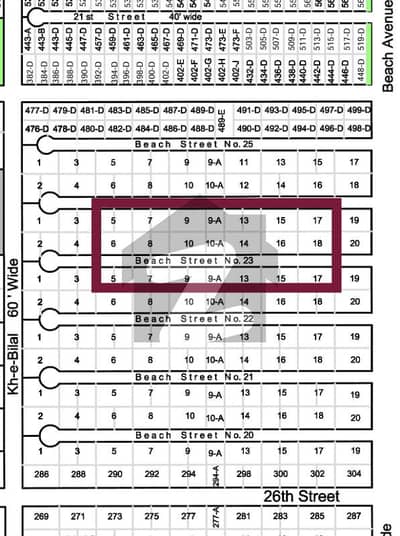 Beach Street 23, 500 Square Yards Plot For Sale DHA Phase 8 (Zone C)