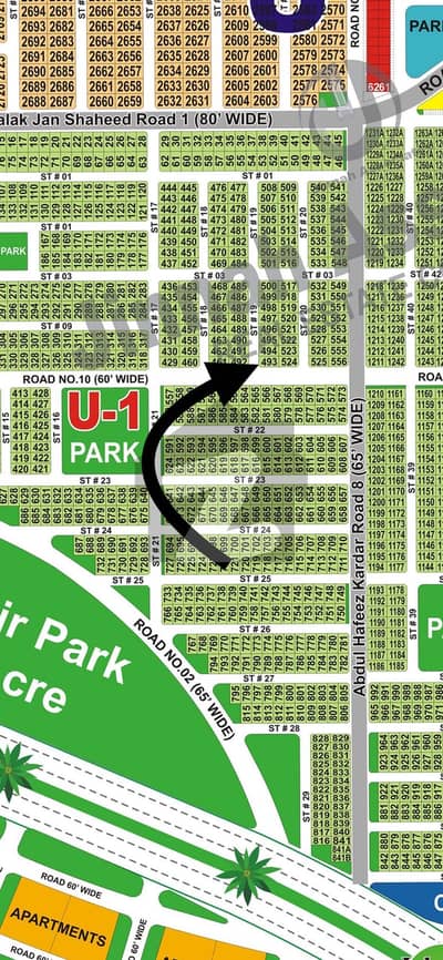 10 Marla 60ft Road Corner Plot Near to big Park