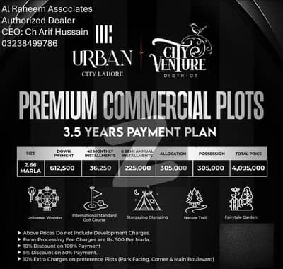 2.66 Marla Commercial Plot for Sale in Urban City City Venture, Muridke, Lahore