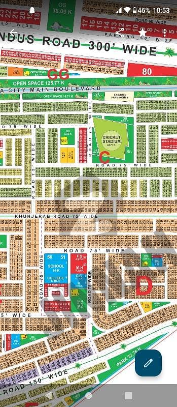 D Block 1 Kanal Plot For Sale On 75FT Khunjerab Road Good Location Reasonable Price Possession Available Ready To Contractions Near Park