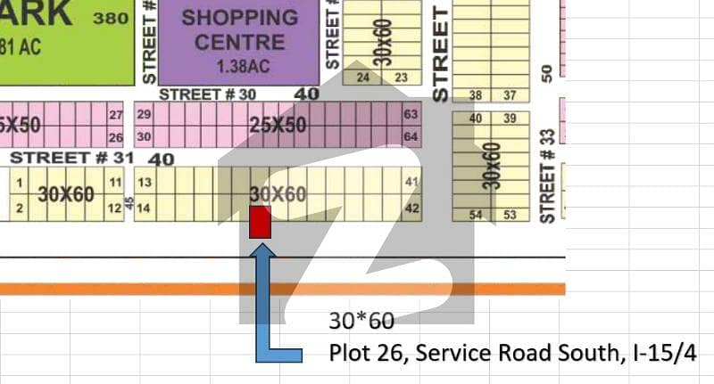 Plot on Service Road South in I-15/4, Islamabad Plot on Service Road South in I-15/4, Islamabad