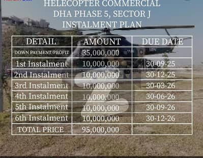 Eight Marla(40x45) Commercial Plot With Prime Location Available on Six Quarterly Six Instalment in Sector-J of Phase-5,DHA, Defence, Islamabad