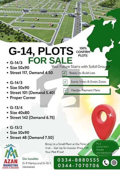 G-10/2 Street 25 Plot 45 Proper Corner Extra Land Size 30x70 Plot For Sale