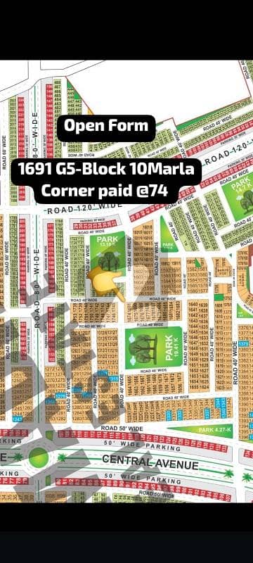 10 Marla Plot Sale In Bahria Orchard Ph. 4 Block G5 Corner Plot Open Form Free Transfer Fees Free Fbr Tax